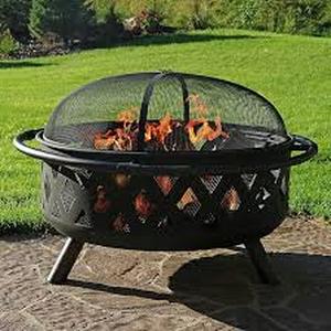 lot 29874 image: Volkard 42 Inches Outdoor Crossweave Fire Pit with Spark Screen