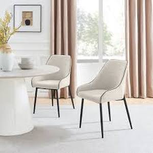 lot 29904 image: Ophelia Luxury Fabric Upholstered Dining Chair with Metal Legs - Set of 2