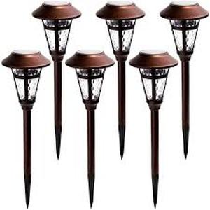 lot 29914 image: Low Voltage Solar Powered Integrated LED Metal Pathway Light Pack