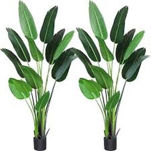 lot 29933 image: Artificial Bird of Paradise Plant - 6 Ft Fake Palm Tree (2 Pack)