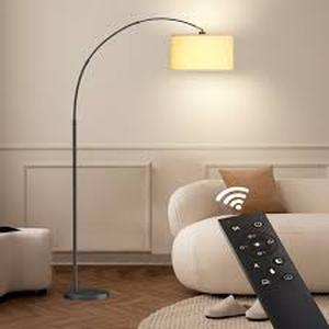 lot 29936 image: Asem Black Arched Floor Lamp with Remote Control