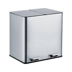 lot 29942 image: 2x4 Gallon Dual Trash Can Stainless Steel Step On