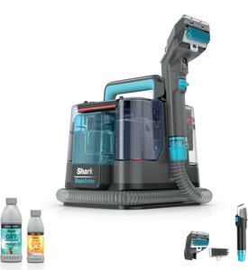 lot 36879 image: Shark StainStriker Portable Carpet & Upholstery Cleaner won board self cleaning - Spot, Stain, & Odor Eliminator, Includes 2 Cleaning Tools & 2 Cleaning Solutions, Charcoal, PX221BRN - Retail $139
