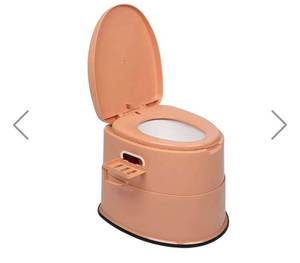 lot 36888 image: VINGLI Portable Toilet  Indoor Outdoor Commode wDetachable Inner Bucket & Removable Paper Holder, Lightweight & Compact for Camping, Boat, Van, Emergency Use (Brown) - Retail $0