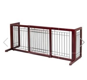 lot 36916 image: VINGLI 71 Wooden Freestanding Pet Gates Indoor Dogs Safety Fence - Retail $0