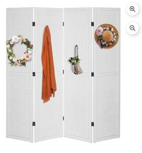lot 36920 image: Bonnlo 4 Panel Pegboard Freestanding, 5 FT Portable Display Board Organizer for Craft Show Jewelry, Wooden Folding Privacy Screen Room Divider (White) - Retail $85