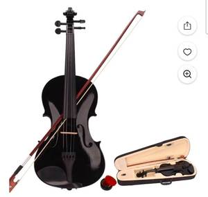 lot 36921 image: Ktaxon 34 Black Acoustic Violin Fiddle with Hard Case, Bow, Rosin Full Size for beginner - Retail $0