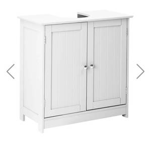 lot 36922 image: VINGLI Modern Pedestal Under Sink Storage 2-Door Bathroom Vanity  - Retail $0