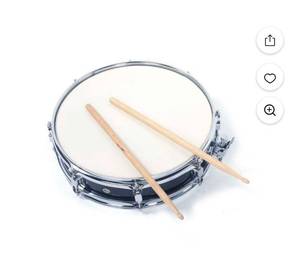 lot 36932 image: 13x3.5 Inch Professional Snare Drum Drumsticks Drum Key Strap Set Wood & Metal Shell Percussion Black - Retail $0