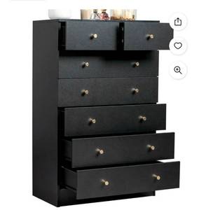 lot 36946 image: 7 Drawers Dresser Chests for Bedroom, Wood Chset of Drawers, Dressers Organizer for Bedroom, Living Room,Hallway, Black - Retail $149