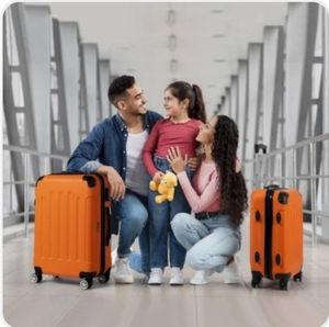 lot 36957 image: Hardside Lightweight Spinner Orange 2 Piece Luggage Set with TSA Lock 20 & 24  - Retail $0