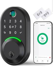 lot 36958 image: Smart Deadbolt Door Lock with KeypadYamiry Fingerprint Keyless Entry Deadbolt,Digital Smart Locks for Front Door,Electronic Code,Easy Installation - Retail $0