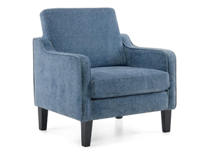 lot 37002 image: VINGLI Mid Century Modern Accent Chair,Navy Blue Chenille Chairs for Living Room Upholstered Armchair with Scooped Arms for Bedroom,Apartment,Studio,Office,Waiting Room - Retail $169