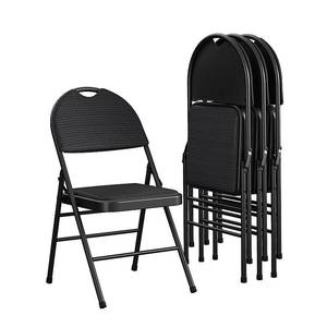lot 28846 image: COSCO Commercial XL Comfort Fabric Padded Metal Folding Chair  Black  4-Pack