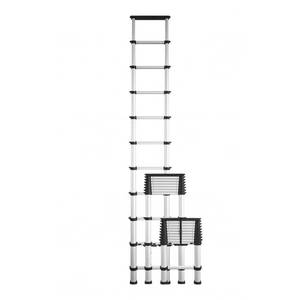 lot 28855 image: COSCO SmartClose 14-ft Max Reach Height Telescoping Ladder(Aluminum)with ergonomic grips and top cap