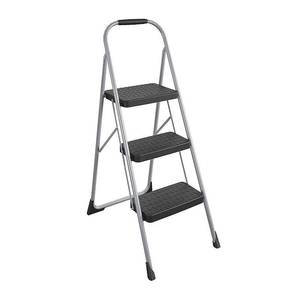lot 28860 image: COSCO 3-Step Big Step  Steel Step Stool with Rubber Hand Grip  9 Ft. Max Reach  200 lb. Weight Capacity (PlatinumBlack)