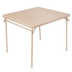 lot 28865 image: 34  Vinyl Upholstered Steel Frame Folding Table Antique Linen