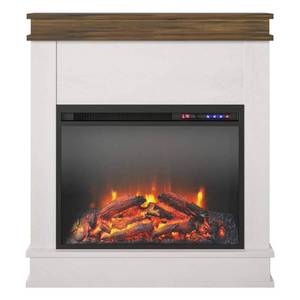 lot 28875 image: Mayores 29.69 in. Freestanding Electric Fireplace with Mantel in Ivory OakRustic