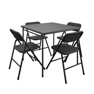 lot 28883 image: Cosco 5pc Folding Fabric Dining Set and 34 Vinyl Card Table Black