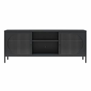 lot 28887 image: Mr. Kate Luna Metal TV Stand for TVs up to 65 with Fluted Glass Black