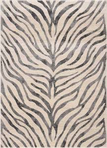 lot 28890 image: BoutiqueRugs Ecorse Zebra Print Area Rug - Black, Charcoal, Peach - 67 x 9