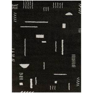 lot 28893 image: 710x10 Rupa Boho Moroccan Kids Area Rug Black Geometric High Pile, Fade-Resistant, Indoor - Balta Rugs