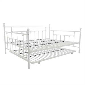 lot 28899 image: Desert Fields Manila Metal Daybed and Trundle  QueenFull Size  White