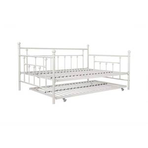 lot 28904 image: DHP Manila Metal Daybed and Trundle  FullTwin Size  White
