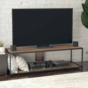 lot 28912 image: Queer Eye Quincy Transitional TV Stand for TVs up to 65   Weathered Oak