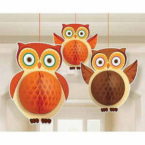 lot 28935 image: Honeycomb Owl Hanging Decorations