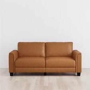 lot 28864 image: DHP Colton 75.5 Upholstered Sofa, Camel Faux Leather