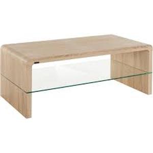 lot 28867 image: Ren Home Maja Wood Coffee Table with Glass Shelf