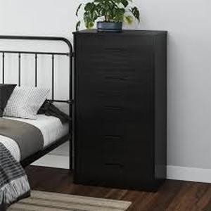 lot 28871 image: Ameriwood Home Pearce Tall Transitional 5 Drawer Dresser, Black Oak
