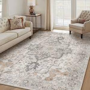 lot 28889 image: Roehit BeigeBrown Machine Washable Performance Rug - 9x12 Ft