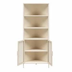 lot 28901 image: Novogratz Metal 2-Door Corner Storage Cabinet - Parchment