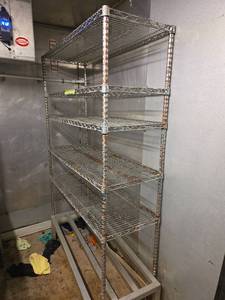 lot 20658 image: Metal Storage Shelf On Casters