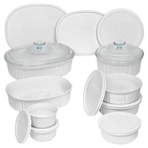 lot 100 image: CorningWare French White 18-piece Round and Oval Set&nbsp