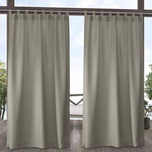 lot 129 image: Set of 1 (108x54) Outdoor Solid Cabana Grommet Top Light Filtering Curtain Panel Taupe - Exclusive Home Weather-Resistant Patio Drapes&nbsp