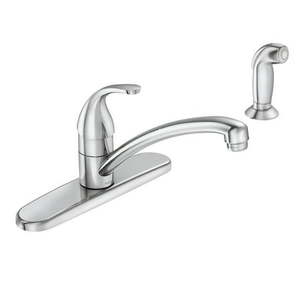 lot 153 image: Moen Adler One Handle Chrome Kitchen Faucet with Side Sprayer&nbsp
