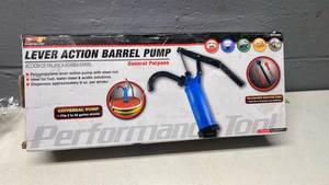 lot 227 image: Performance Tool W54268 Blue Lever-Action Barrel Drum Pump - Fits 5- to 55-Gallon Drums  for Fuels  Water-Based Solutions  and More  Blue&nbsp