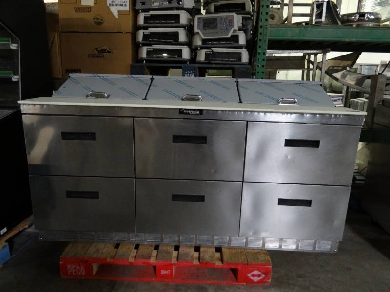 lot 5014 image: Delfield UCD4472N-18 72 6 Drawer Reduced Height Refrigerated Sandwich Prep Table