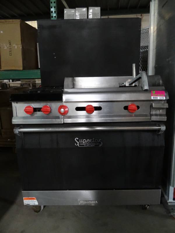 lot 5028 image: Superior 2 Burner Gas Grill with Flat Top and Oven