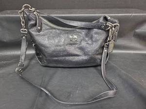 lot 177 image: Authentic Coach Black Leather Hobo Handbag No. H1182-14304