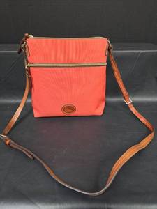 lot 185 image: Authentic Dooney & Bourke Coral Canvas Crossbody Bag No. J13246238