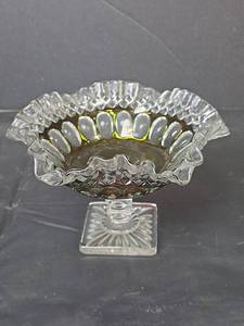 lot 203 image: Westmoreland Crystal Clear Ruffled Compote Dish