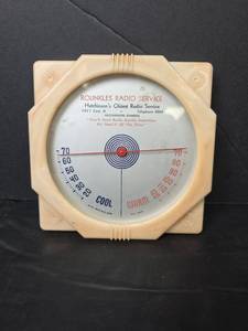 lot 205 image: Rounkles Radio Service Advertising Thermometer in Bakelite Frame
