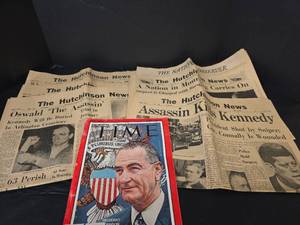 lot 215 image: 1963 JFK Assassination Hutchinson News Newspapers