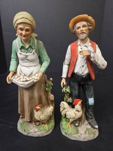 lot 245 image: Farm Life Porcelain Figurines with Chickens