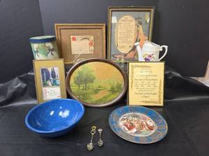 lot 277 image: Vintage Pictures, Enamel Bowl, State Spoons, and More