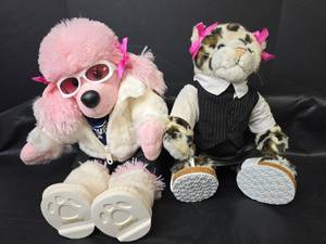 lot 329 image: Build-A-Bear Plush Tiger in Business Suit with Pink Poodle - Both Fully Dressed